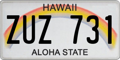HI license plate ZUZ731