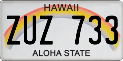 HI license plate ZUZ733