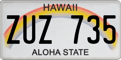 HI license plate ZUZ735