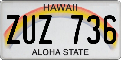 HI license plate ZUZ736