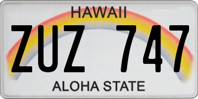 HI license plate ZUZ747