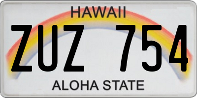 HI license plate ZUZ754