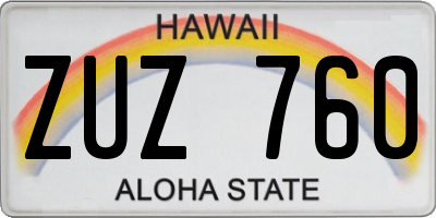 HI license plate ZUZ760