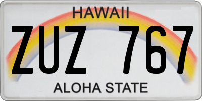 HI license plate ZUZ767