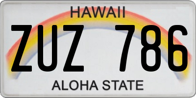 HI license plate ZUZ786