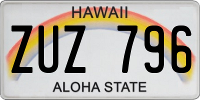 HI license plate ZUZ796