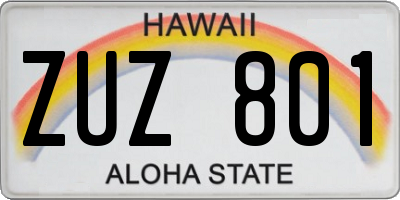 HI license plate ZUZ801