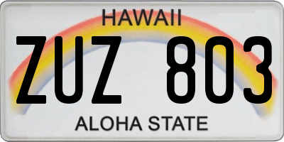 HI license plate ZUZ803