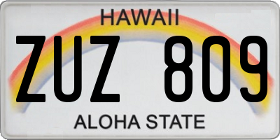 HI license plate ZUZ809