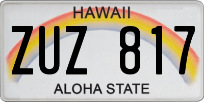 HI license plate ZUZ817