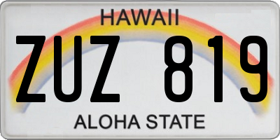 HI license plate ZUZ819