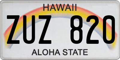 HI license plate ZUZ820