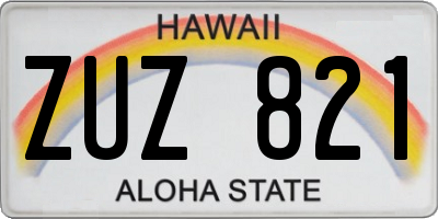 HI license plate ZUZ821