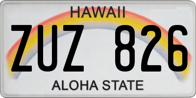 HI license plate ZUZ826