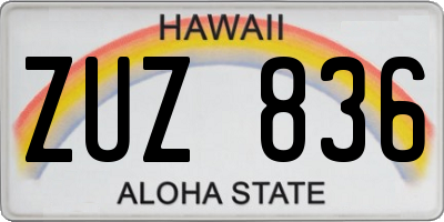 HI license plate ZUZ836