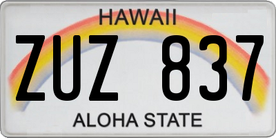HI license plate ZUZ837