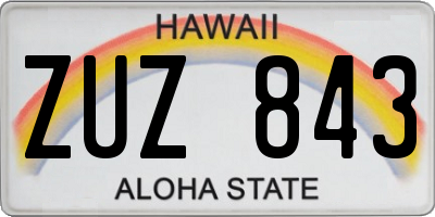 HI license plate ZUZ843