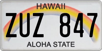 HI license plate ZUZ847