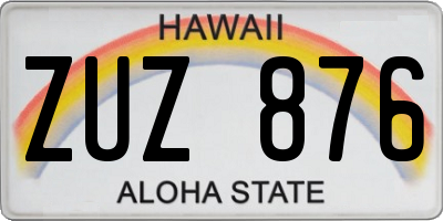 HI license plate ZUZ876
