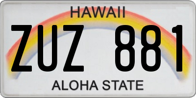 HI license plate ZUZ881