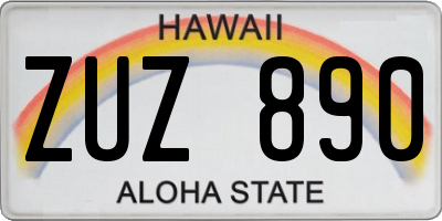 HI license plate ZUZ890