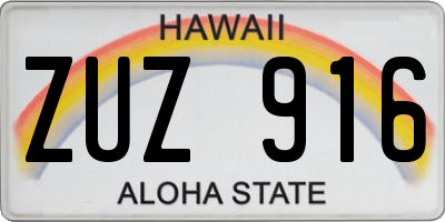 HI license plate ZUZ916