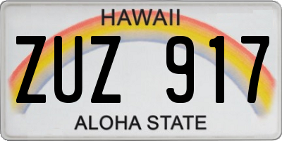 HI license plate ZUZ917