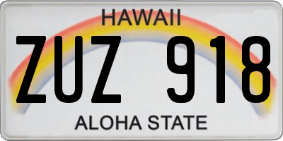 HI license plate ZUZ918