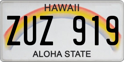 HI license plate ZUZ919