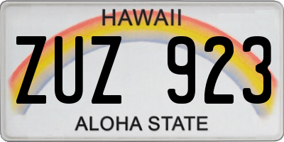 HI license plate ZUZ923