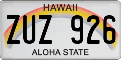 HI license plate ZUZ926