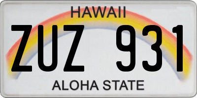 HI license plate ZUZ931