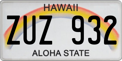 HI license plate ZUZ932