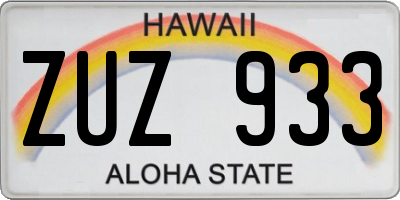 HI license plate ZUZ933