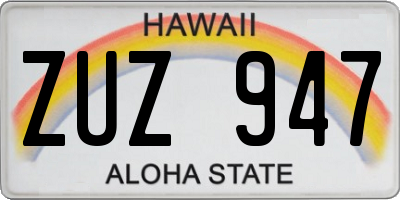 HI license plate ZUZ947