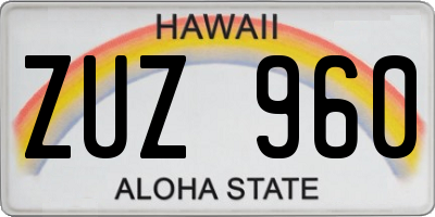 HI license plate ZUZ960