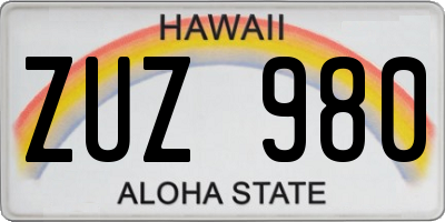 HI license plate ZUZ980