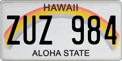 HI license plate ZUZ984