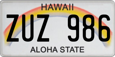 HI license plate ZUZ986