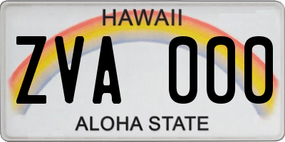 HI license plate ZVA000