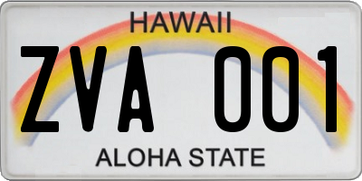HI license plate ZVA001