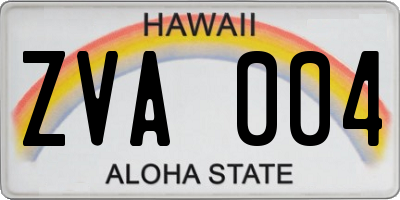 HI license plate ZVA004