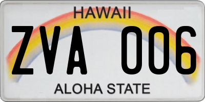 HI license plate ZVA006