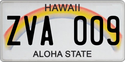 HI license plate ZVA009