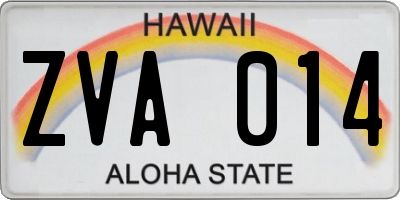 HI license plate ZVA014