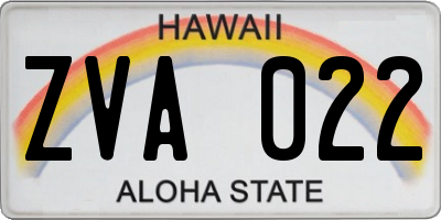 HI license plate ZVA022