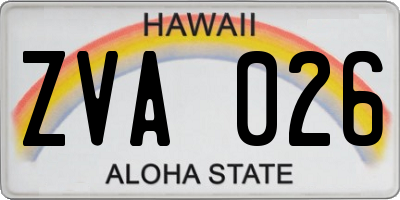 HI license plate ZVA026