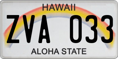 HI license plate ZVA033