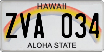 HI license plate ZVA034