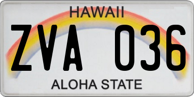 HI license plate ZVA036